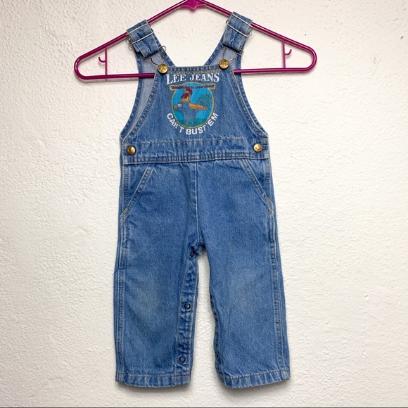Lee Other - Lee Jeans Vintage 18 M Denim Overalls Snap Button Onesie Can't Bust 'Em Rooster